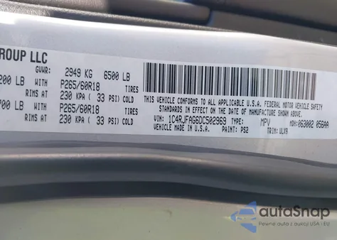 2013 Jeep Grand Cherokee Laredo z USA, uszkodzony, nr VIN 1C4RJFAG6DC502969